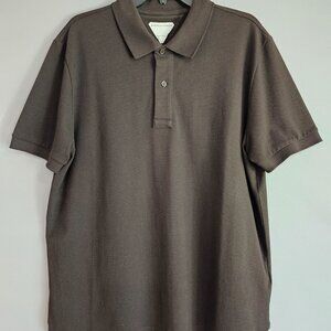 Bottega Veneta Men's Polo Pique Fondente Chocolate Brown, L NWT
